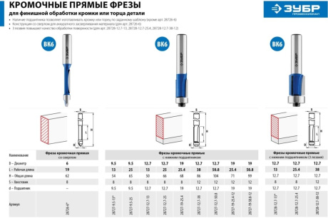 Купить Фреза 28727-9.5-13 -9 5х13мм кромочная с нижним подшип Зубр фото №6